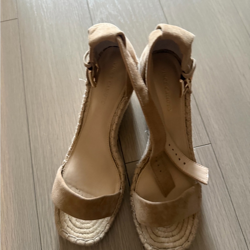 Vince Camuto Tan Espadrille Wedge Sandals with Ankle Strap